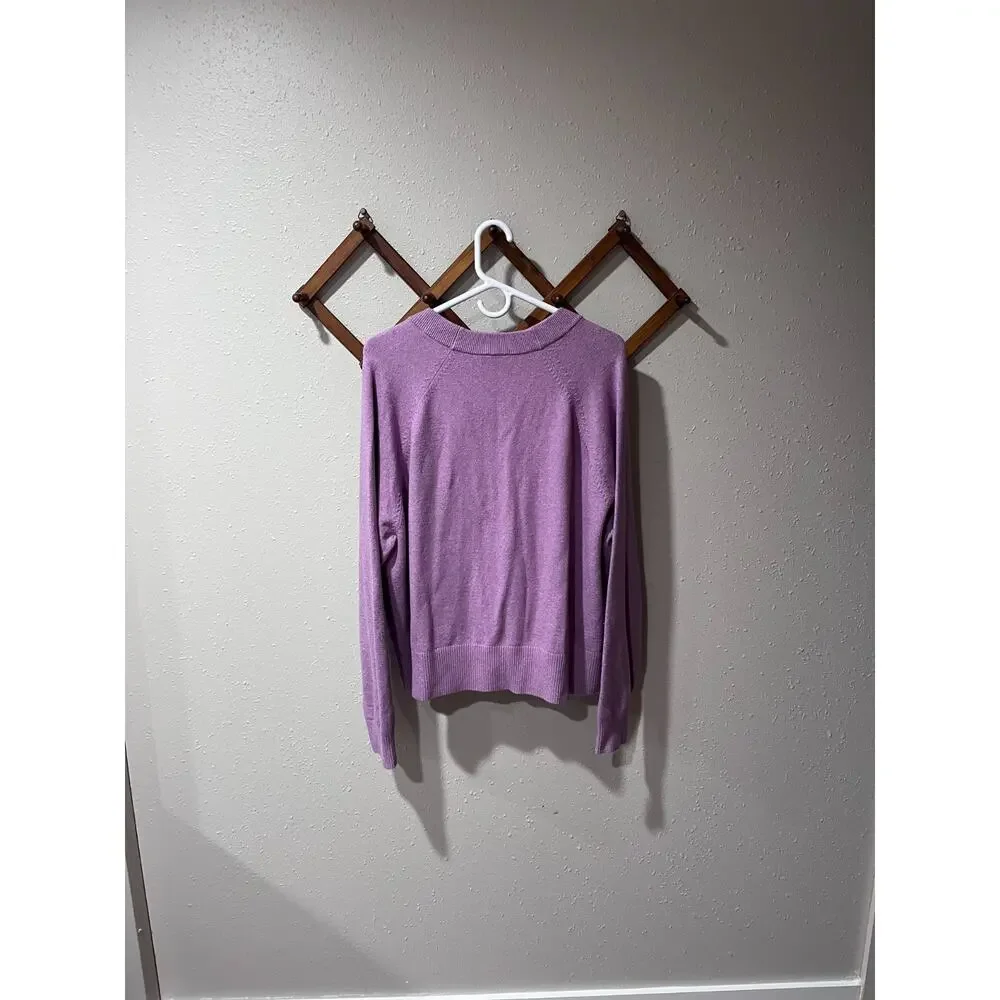 Faherty Cardigan Sweater Women's 2X Purple Lilac Jackson V-Neck Button Knit - Picture 3 of 4